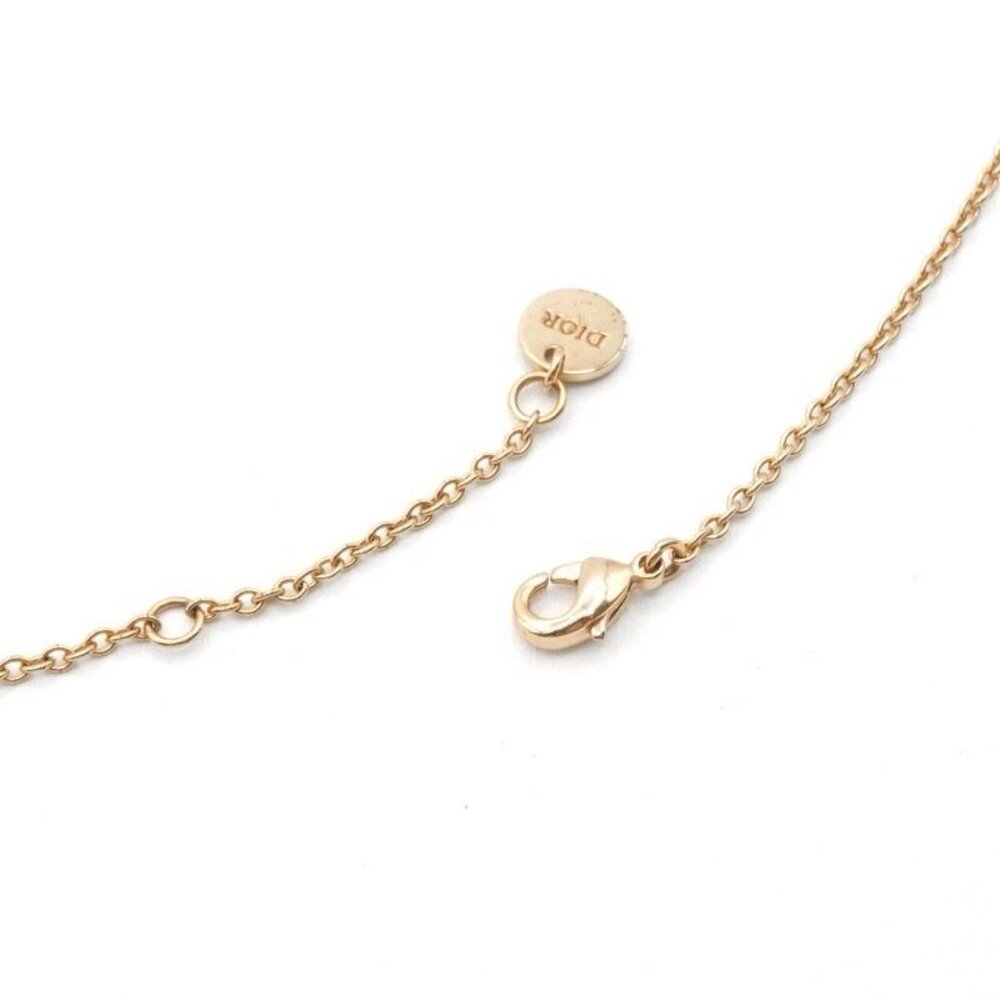 Christian Dior Clair D LUNE Necklace Pendant Choker Gold Logo Rhinestone - Picture 5 of 8